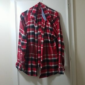 Lands End Red Flannel Button down